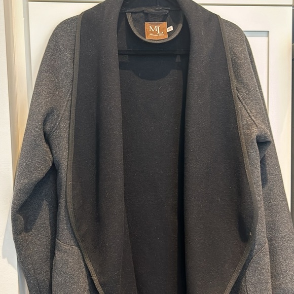 Melanie Lyne Wool Blend Open Cardigan Sweater black and grey Women size M - Picture 2 of 13